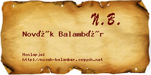 Novák Balambér névjegykártya